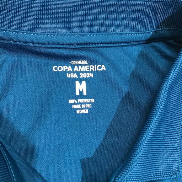 Copa America Official Size M Womens Blue Teal Polo Shirt Conmebol Soccer - Picture 6 of 9
